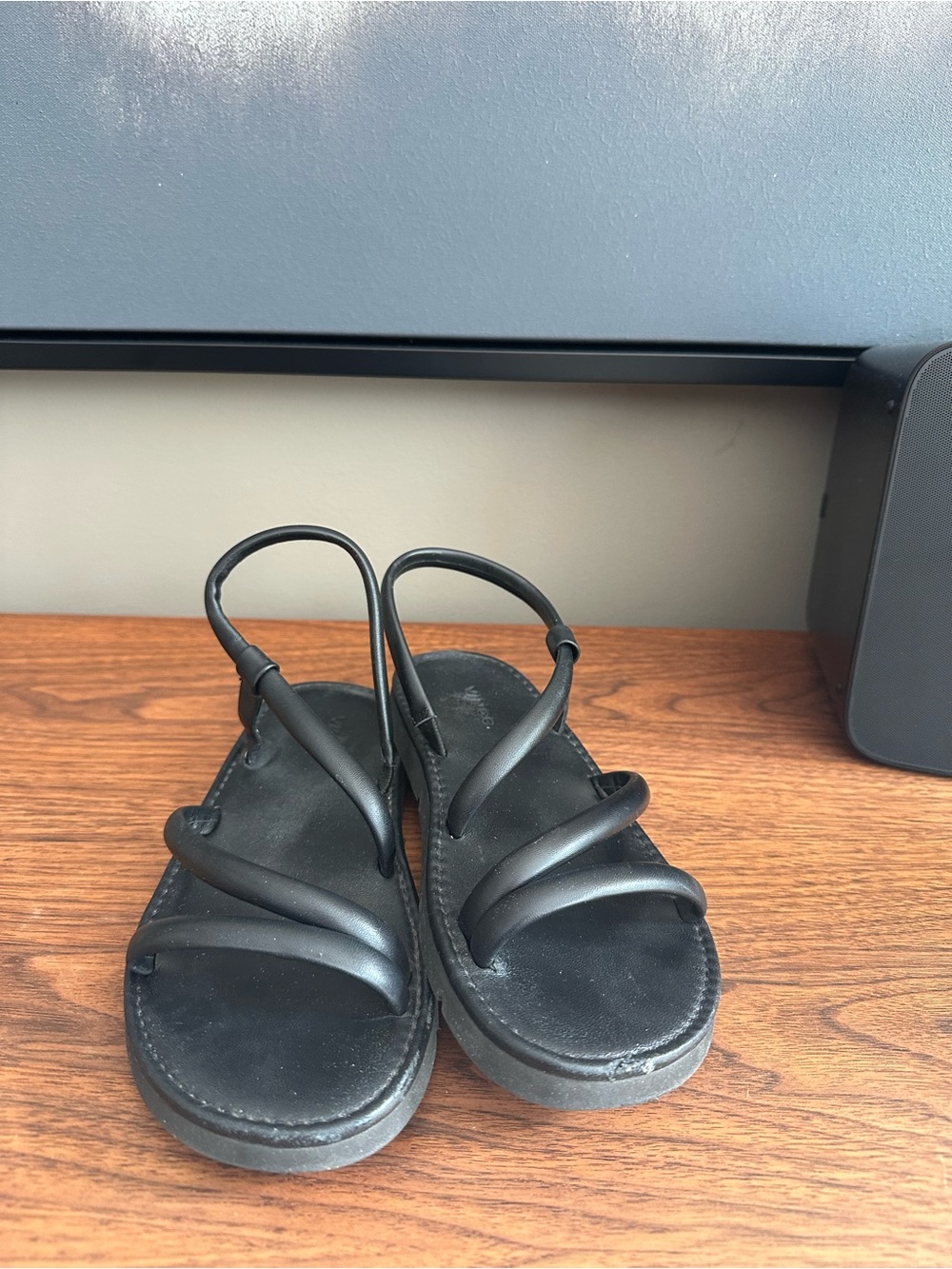Vince Black Three-Strap Slingback Sandals